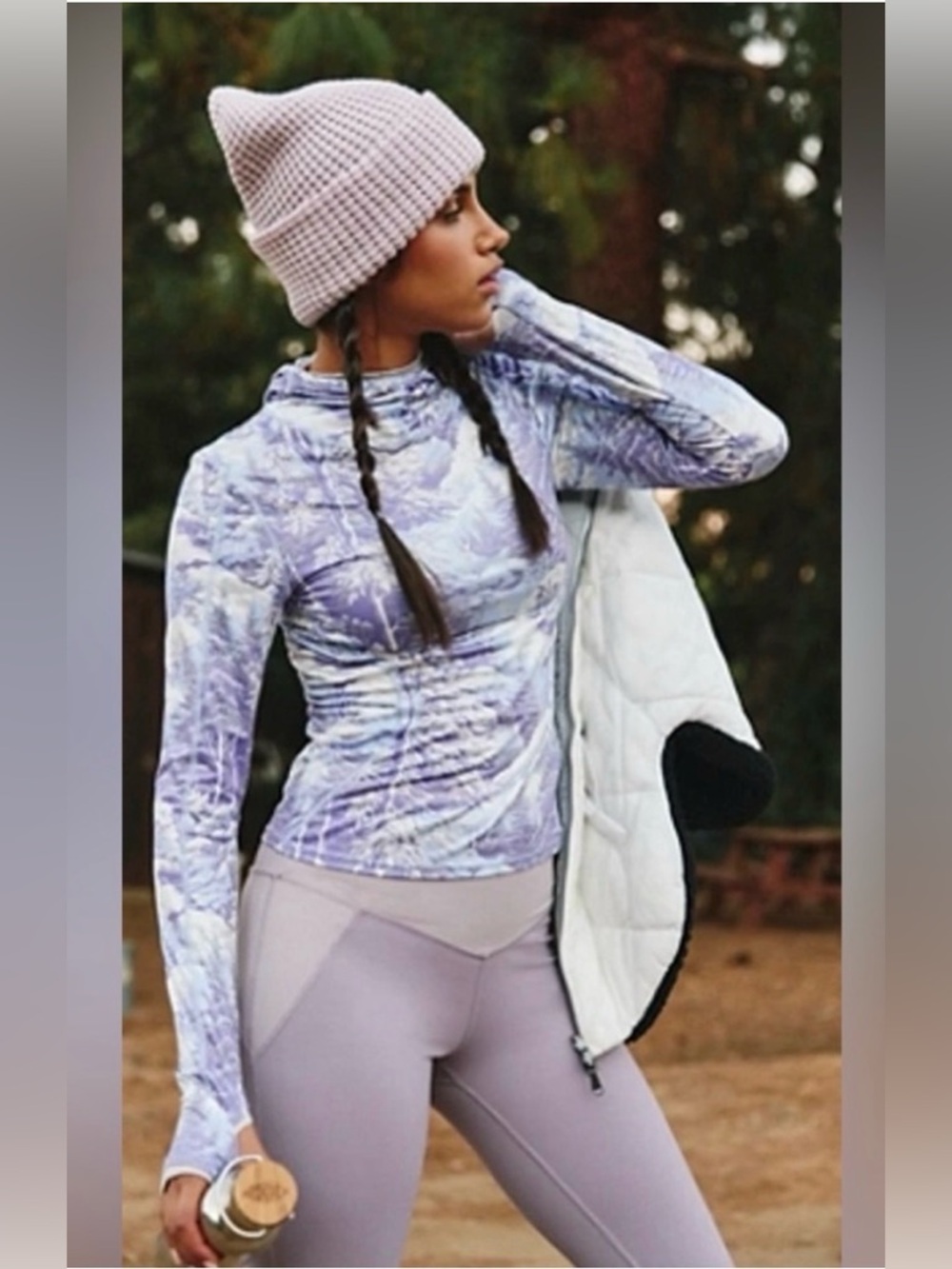 Free People Movement Misty‎ Morning Printed Layer Top Purple LG